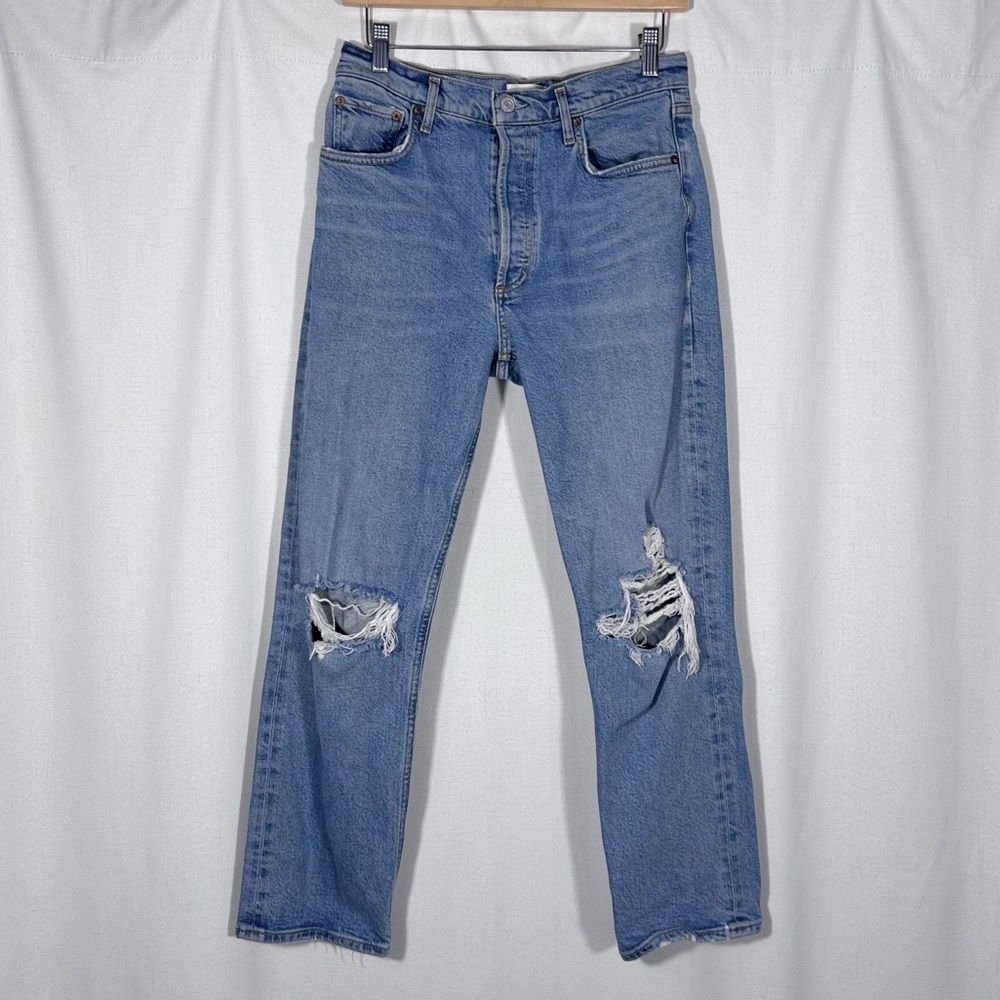 Agolde Riley High Rise Straight Leg Cropped Jeans - Picture 2 of 8